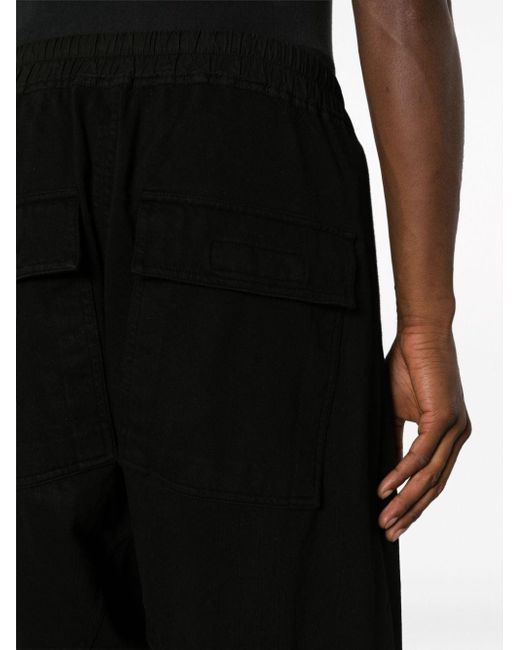 Rick Owens Black Drawstring Organic Cotton Drop-crotch Trousers for men