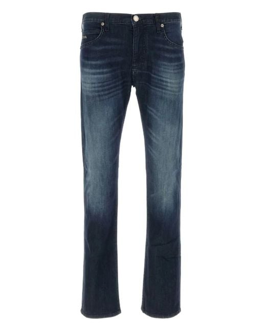 Emporio Armani Jeans Met Toelopende Pijpen in het Blue voor heren