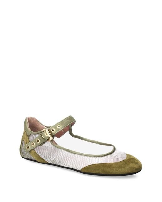 Premiata White Buckle Ballet Flats