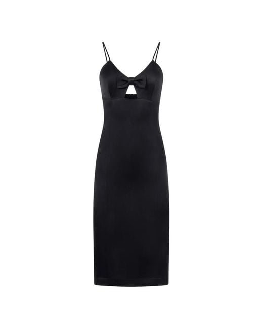 Mia Peculiar Black Bow Crepe Midi Dress