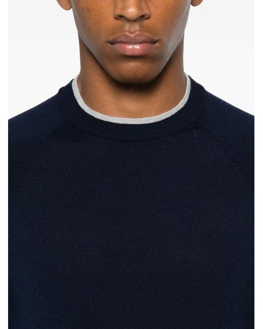 Eleventy Blue Raglan-Sleeve Wool Sweater for men