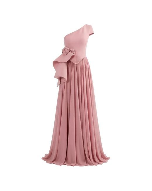 Gatti Nolli by Marwan Pink One-Shoulder Gown Dress