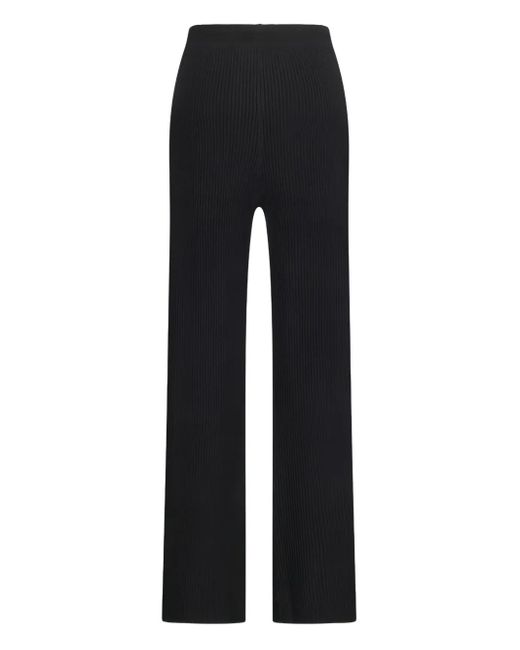 Not Shy Black Ribbed Drawstring Trousers