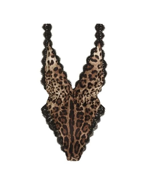 Dolce & Gabbana Multicolor Leo-Print Satin Bodysuit