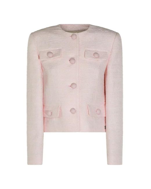 Valentino Garavani Pink Bouclé Button-Up Jacket