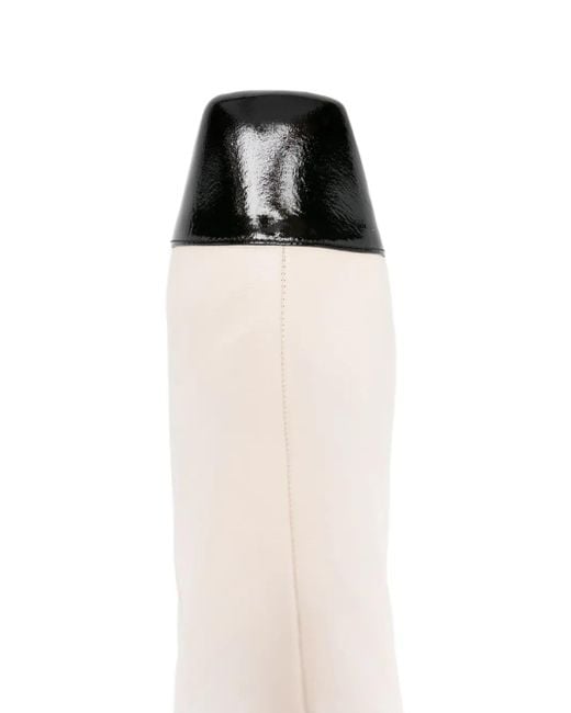 Chie Mihara Natural 45Mm Volkiria Cap-Toe Block-Heel Ankle Boots