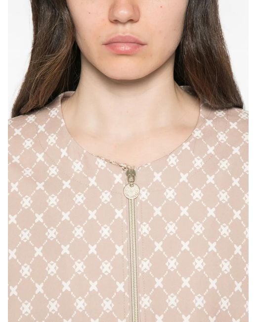 Betty Barclay Natural Geometric-Print Zip-Up Jacket
