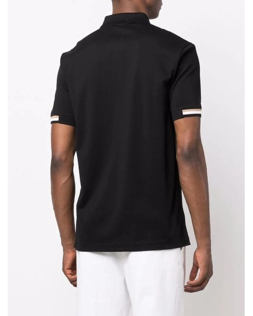 Boss Black Stripe-Trimmed Polo Shirt for men