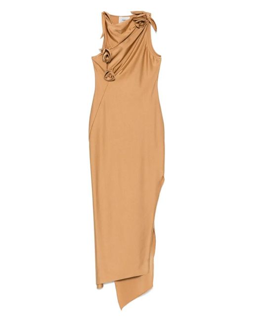Coperni White Asymmetric Dress With Knotted Fabric Flowers