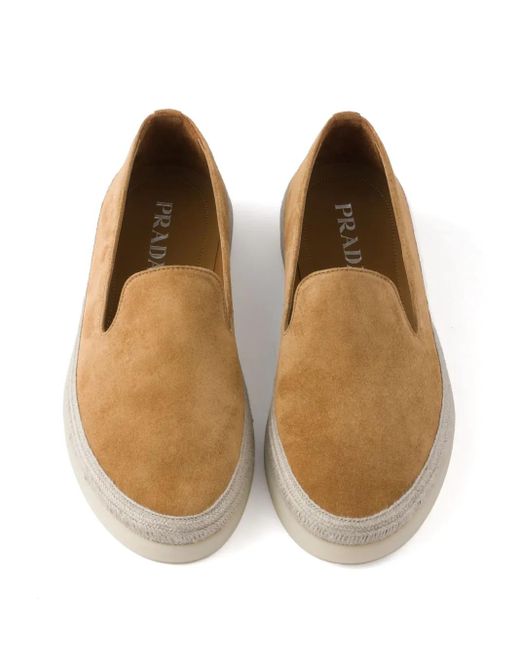 Prada Brown Suede Loafers for men