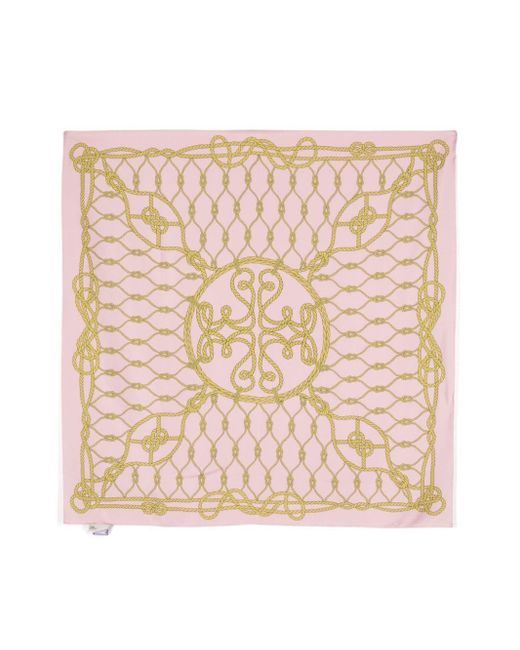 Double T-rope silk scarf di Tory Burch in Pink