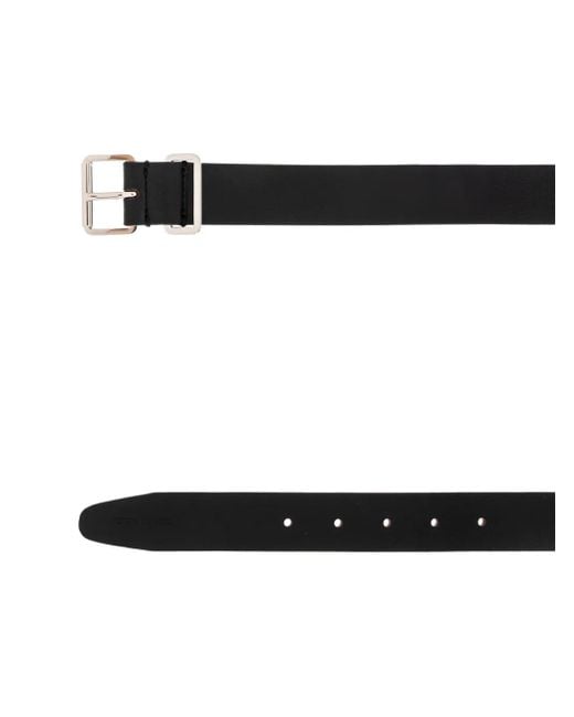 DSquared² White Square-Buckle Leather Belt for men