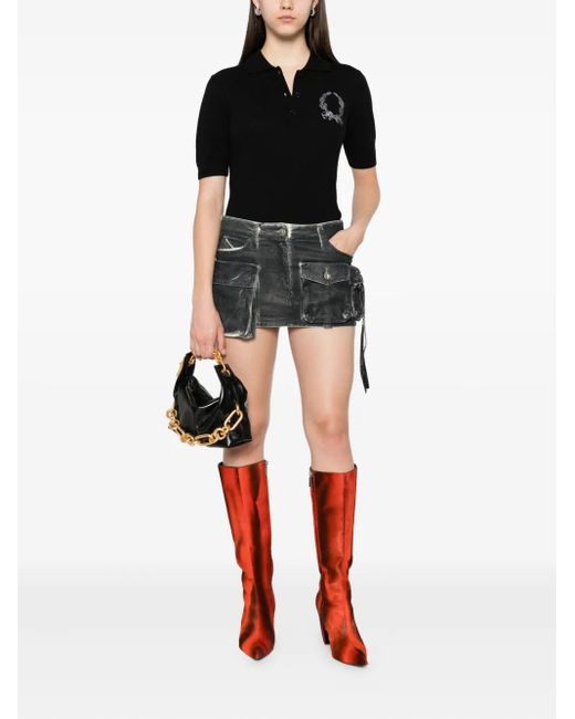 Moschino Black Embroidered-Logo Polo Shirt