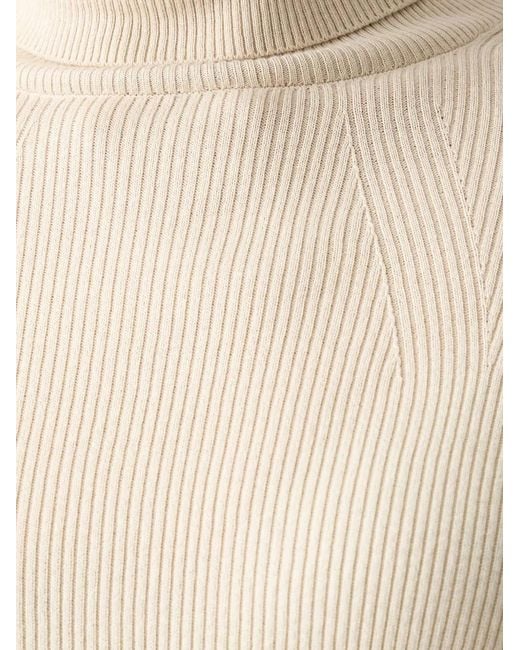 Marc O' Polo White Ribbed-Knit Roll-Neck Sweater