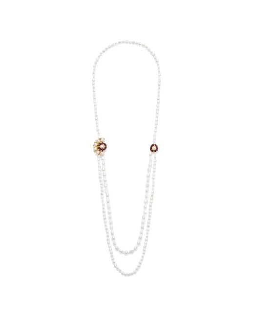 Goossens White Perles Baroques Long Necklace