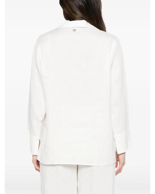 Panicale White Blouse Fendue À Col V
