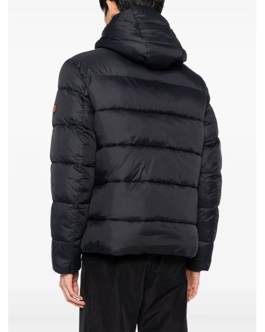 Save The Duck Black Hooded Quilted Jacket for men