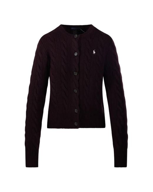 Polo Ralph Lauren Blue Cable-Knit Embroidered-Logo Cardigan