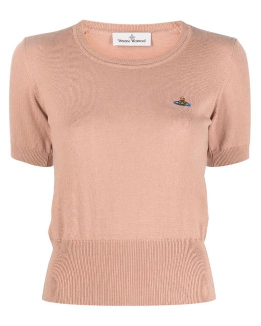 Vivienne Westwood Pink Orb-Embroidered Knitted Top