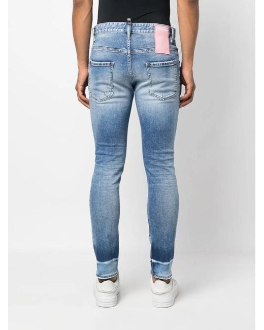 DSquared² Blue Skinny Washed Denim Jeans for men