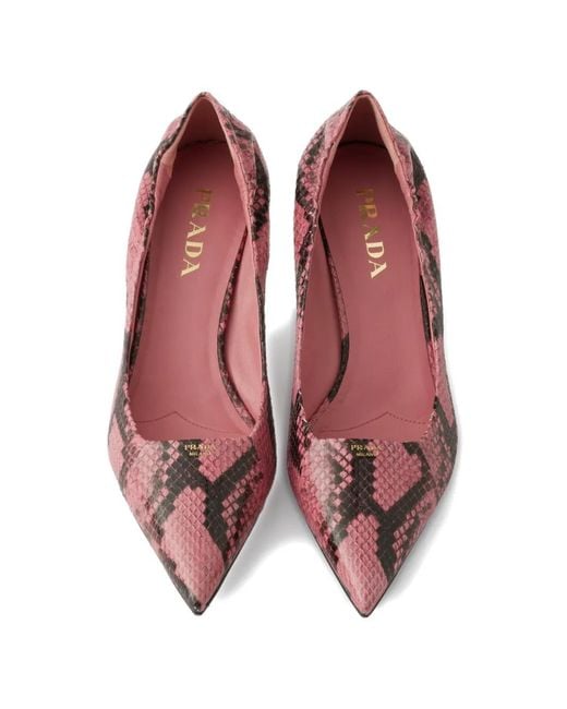 Prada Pink Printed Ayers Leather Pumps