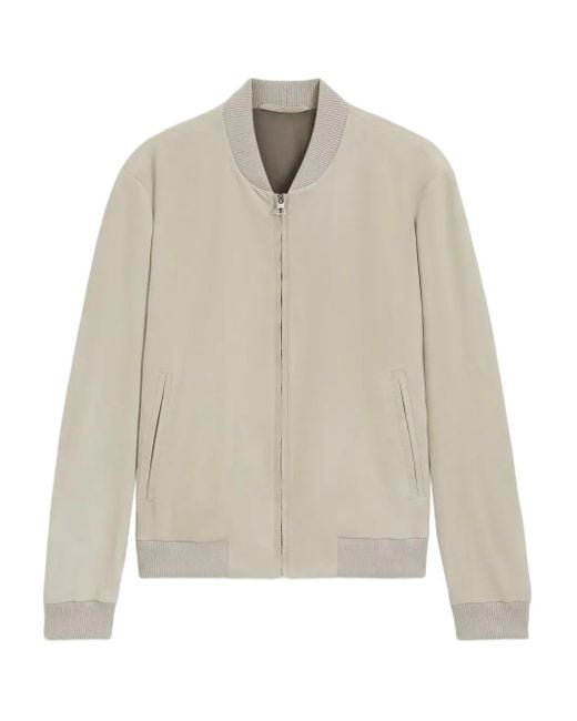 Boss White X David Beckham Leather Bomber Jacket for men