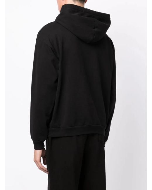 FOO AND FOO Black Logo-Patch Drawstring Hoodie for men