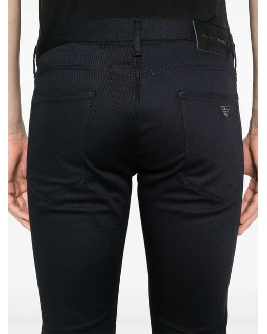メンズ Emporio Armani ロゴプレート スリムジーンズ Blue