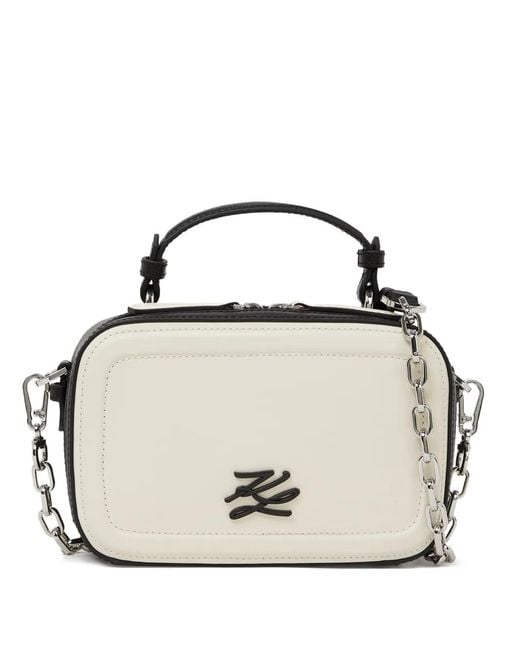 Karl Lagerfeld Metallic K/Autograph Leather Cross Body Bag