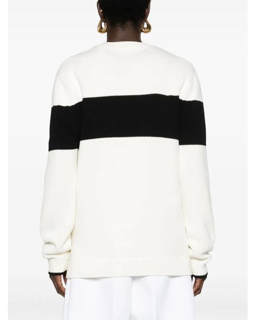 Totême Gestreepte Trui Met Ronde Hals in het Black