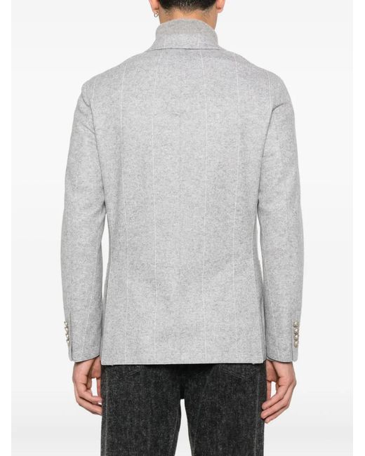 Eleventy Gray Pinstripe Double-Breasted Jacket for men