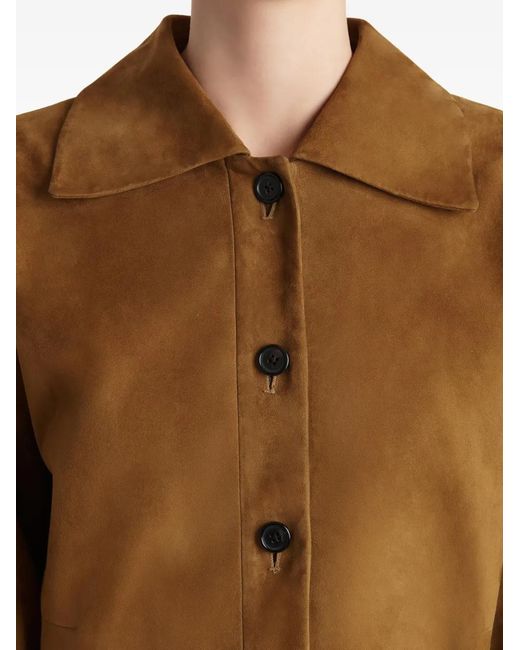 Khaite Brown Sue Suede Cropped Jacket