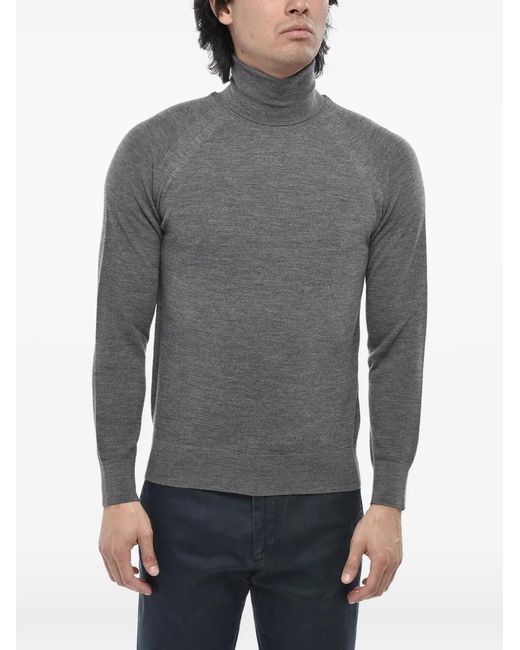 Paolo Pecora Gray Turtleneck Raglan-Sleeve Sweater for men