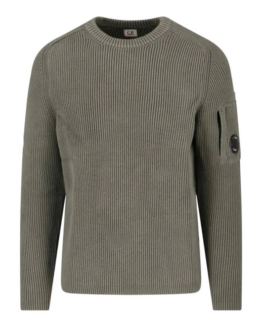 C P Company Gerippter Pullover Mit Linsen-Detail in Gray für Herren