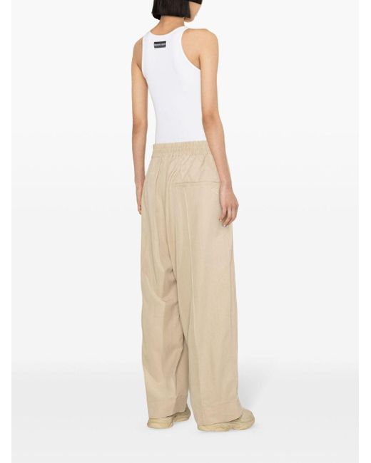 Y-3 Natural Drawstring-waist Wide-leg Trousers