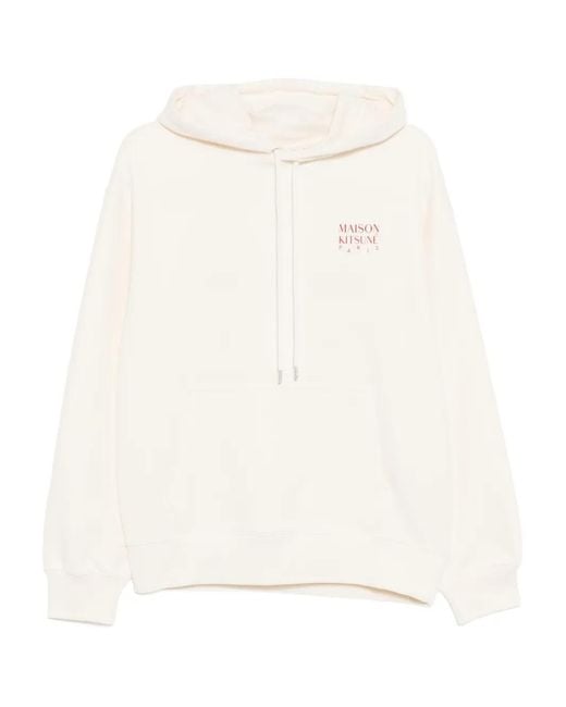 Maison Kitsuné White Logo-Print Hoodie for men