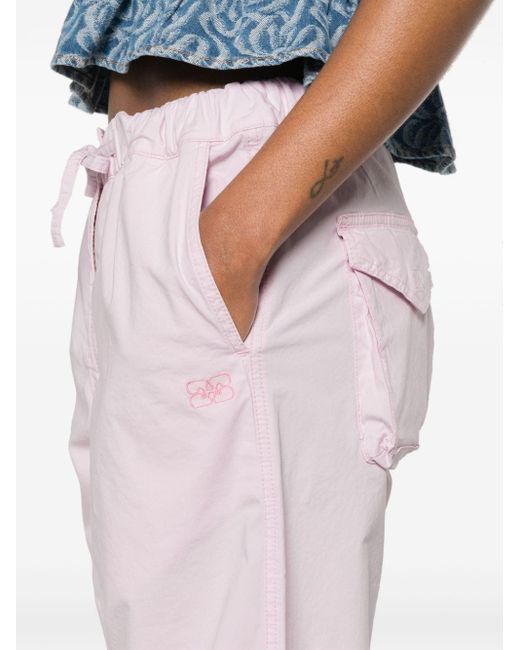 Ganni Pink Straight-leg Organic Cotton Trousers