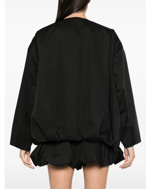 ELEH Black Collarless Zip-Up Jacket