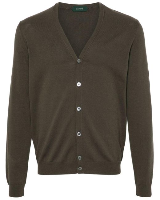 Zanone Button-up Cotton Cardigan in het Gray voor heren