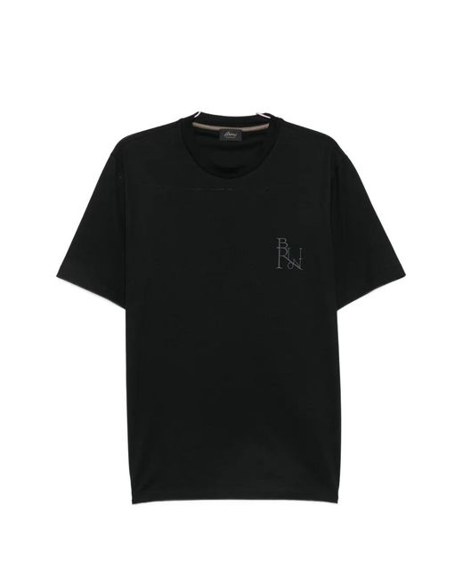 Brioni Black Logo-Embroidered T-Shirt for men