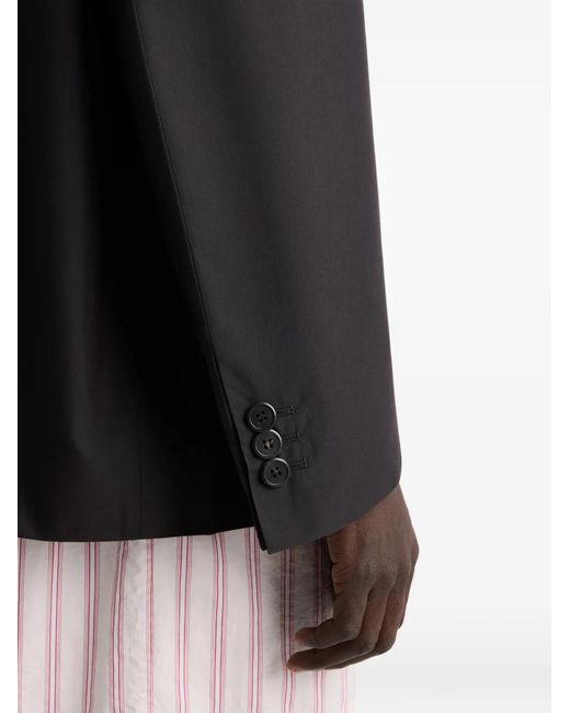 Prada Black Single-Breasted Technical Cotton Jacket for men