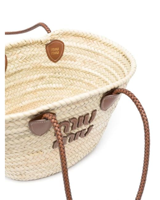 Miu Miu Natural Logo-patch Tote Bag