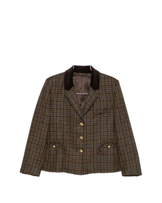 Blazé Milano Brown Check-Pattern Jacket
