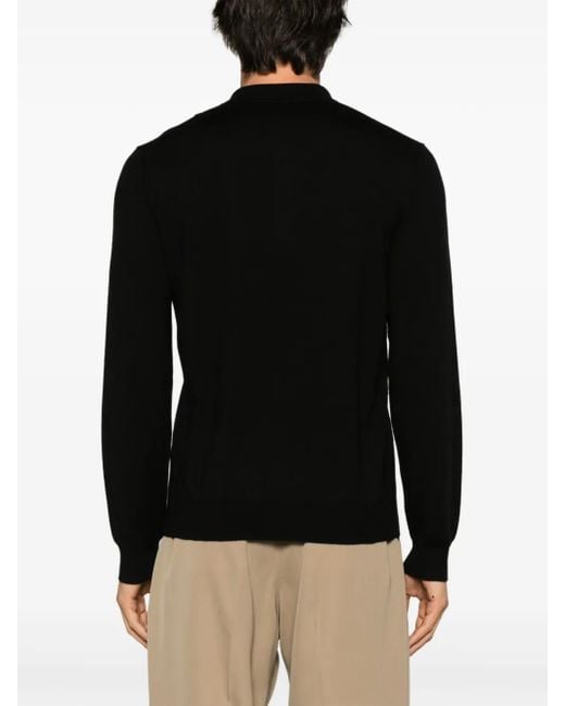 Corneliani Black Virgin Wool Polo Sweater for men