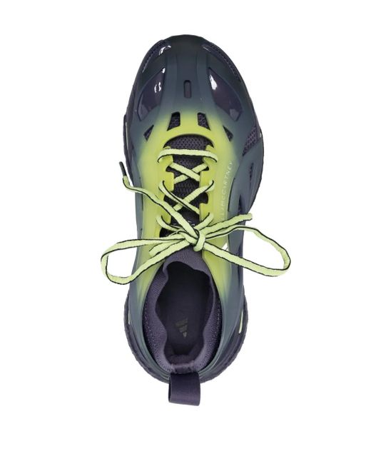 Adidas By Stella McCartney Blue Knitted Panelled Lace-Up Sneakers