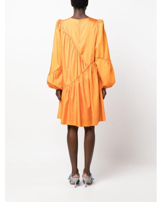 Gestuz Long-sleeve Ruffle Dress in Orange | Lyst