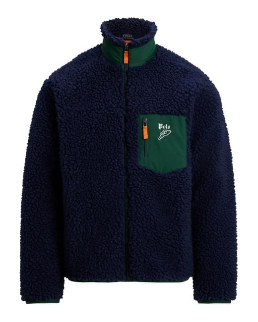 Polo Ralph Lauren Blue Zipped Fleece Jacket for men