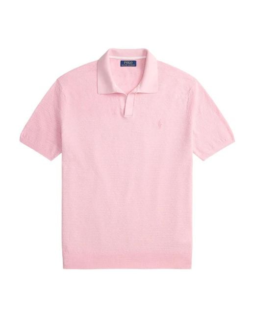 Polo Ralph Lauren Pink Rib-Knit Johnny Collar Polo for men