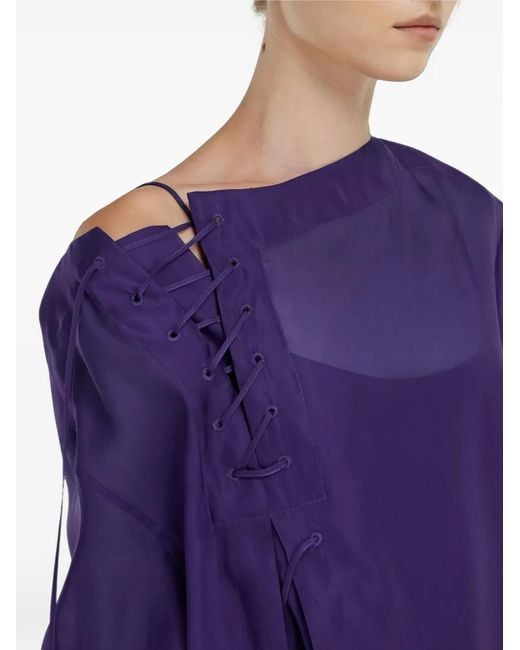 Ferragamo Purple Haut Lacé À Empiècement Transparent