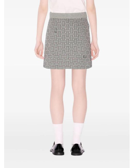 KENZO Gray Weave Logo-Detail Mini Skirt